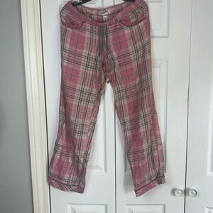 Victoria Secret pink gray and sparkly silver stripes checkered  pajama pants